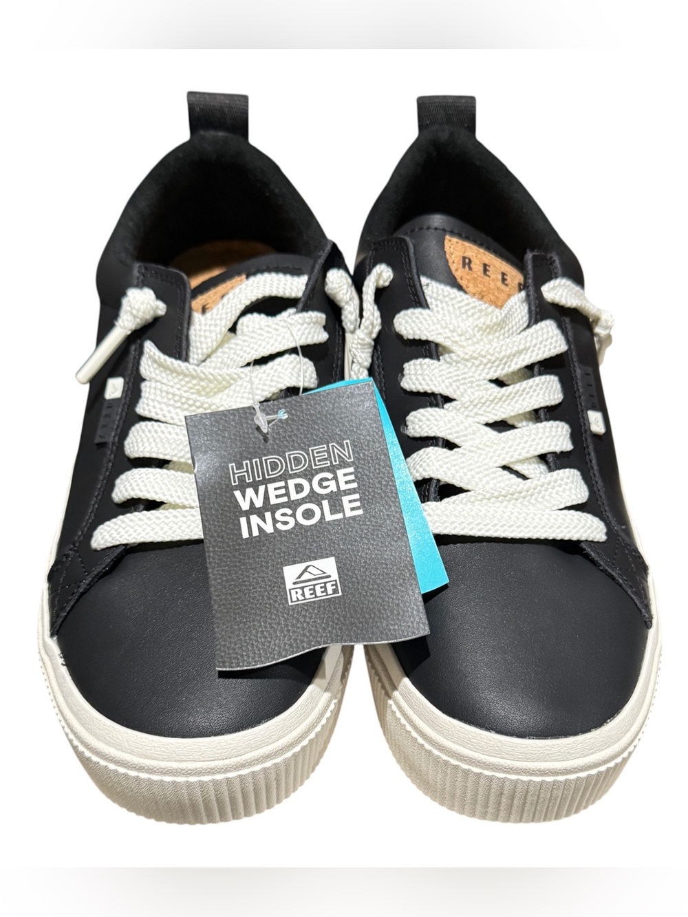 Reef “Lay Day Dawn” Black Leather Sneakers